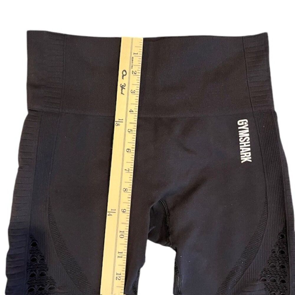 GYMSHARK Energy+ Seamless Stretch Cropped Mesh Leggings Contoured Black Small - Picture 7 of 9